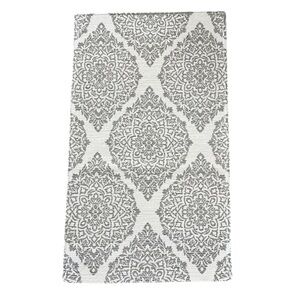 Cotton Area Rug Gray and Cream Medallion Print NWOT